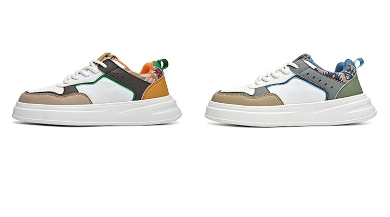 画像7: Unisex Leather & Gobelin-Weave Lace-Up Sneakers ユニセックス 男女兼用レザー＆ゴブラン織りレースアップスニーカーシューズ (7)