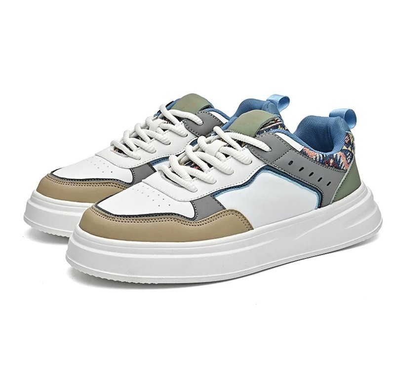 画像2: Unisex Leather & Gobelin-Weave Lace-Up Sneakers ユニセックス 男女兼用レザー＆ゴブラン織りレースアップスニーカーシューズ (2)