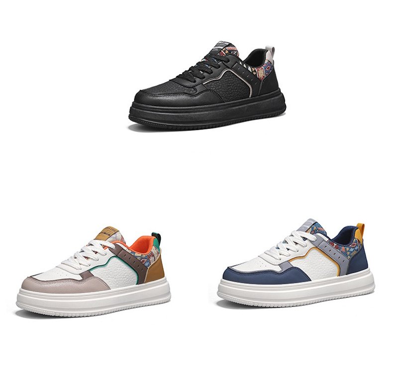画像4: Unisex Leather & Gobelin-Weave Lace-Up Sneakers ユニセックス 男女兼用レザー＆ゴブラン織りレースアップスニーカーシューズ (4)