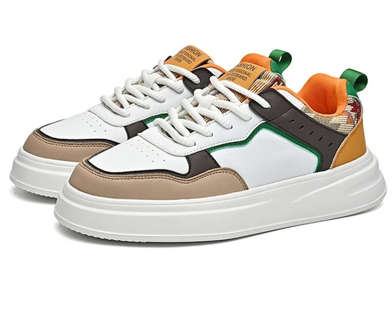 画像1: Unisex Leather & Gobelin-Weave Lace-Up Sneakers ユニセックス 男女兼用レザー＆ゴブラン織りレースアップスニーカーシューズ (1)