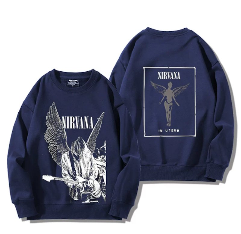 画像1: Unisex Nirvana Reversible Photo Print  Sweatshirt　男女兼用ユニセックスリバーシブルフォトプリントスウェットトレーナーF (1)