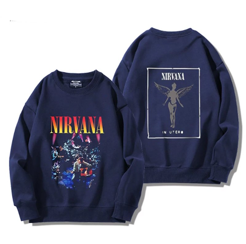 画像1: Unisex Nirvana Reversible Photo Print  Sweatshirt　男女兼用ユニセックスリバーシブルフォトプリントスウェットトレーナーC (1)