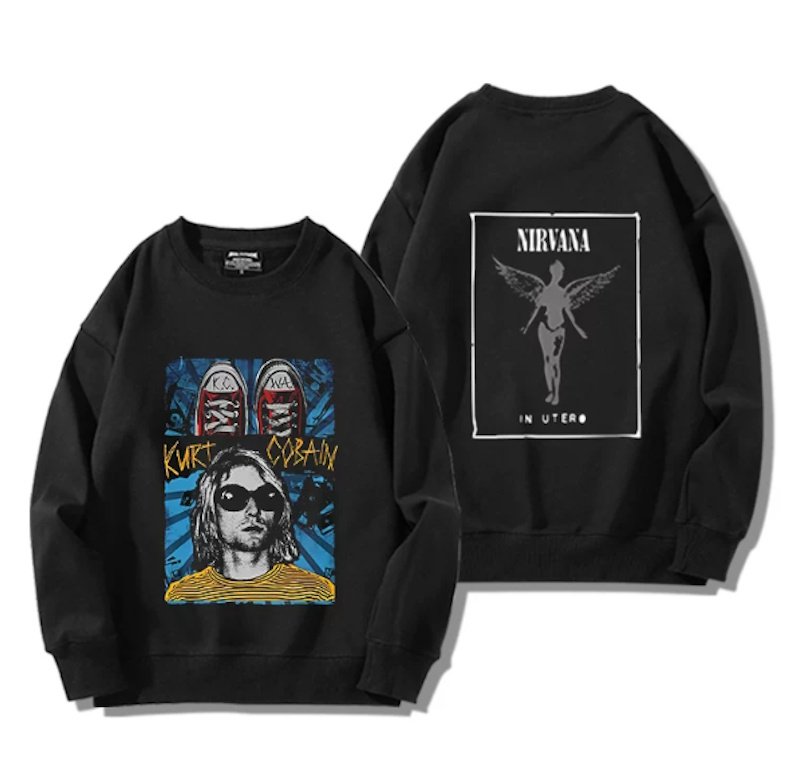 画像2: Unisex Nirvana Reversible Photo Print  Sweatshirt　男女兼用ユニセックスリバーシブルフォトプリントスウェットトレーナーG (2)