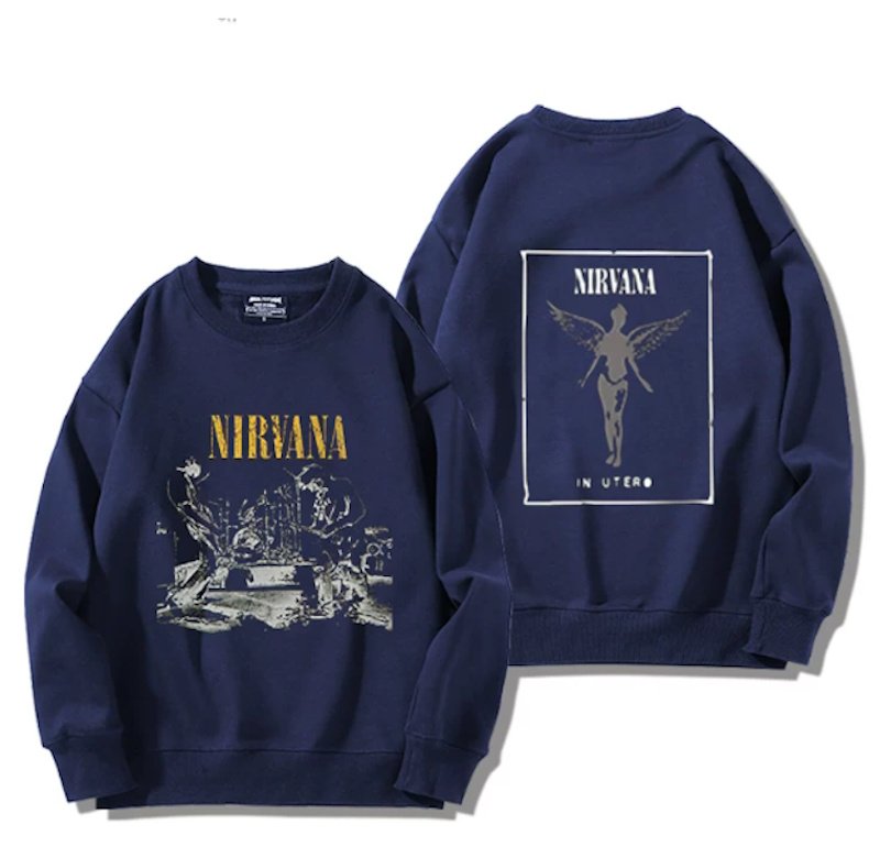 画像1: Unisex Nirvana Reversible Photo Print  Sweatshirt　男女兼用ユニセックスリバーシブルフォトプリントスウェットトレーナーE (1)