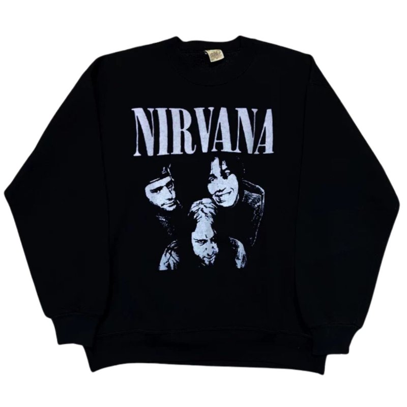 画像1: Unisex Nirvana Photo Print Vintage-Style Sweatshirt　男女兼用ユニセックスフォトプリントスウェットトレーナー (1)