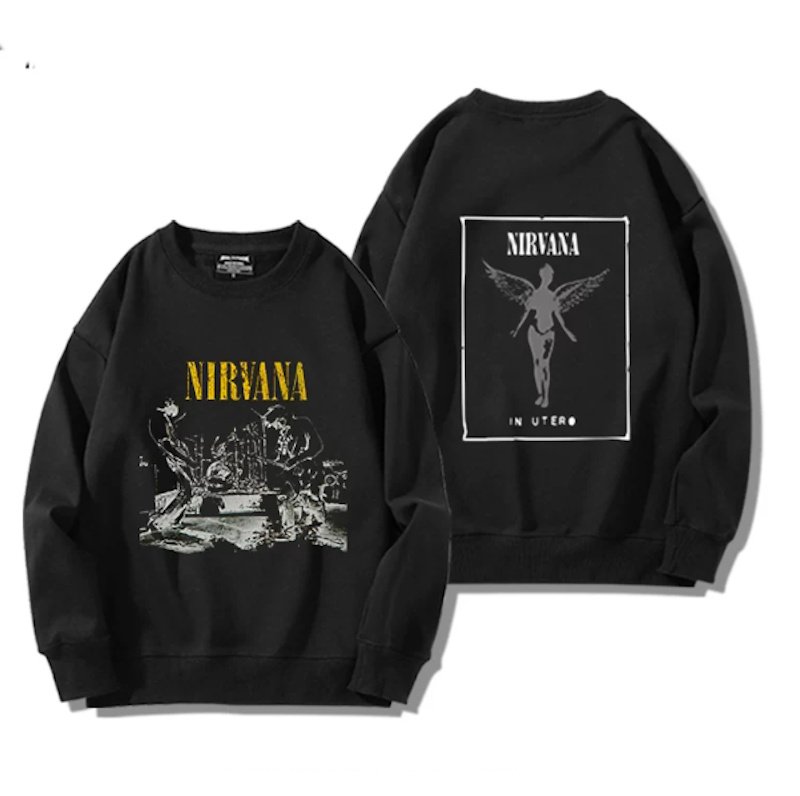 画像2: Unisex Nirvana Reversible Photo Print  Sweatshirt　男女兼用ユニセックスリバーシブルフォトプリントスウェットトレーナーE (2)