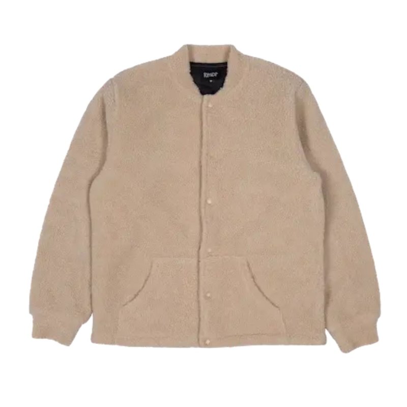 画像2: RIPNDIP Pill Sherpa Varsity Jacket  eco fur fleece zip-up stand collar jacket blouson ユニセックス 男女兼用 刺繍 リップンディップ フリース ボア エコファー ジップアップ スタンドカラー ジャケットブルゾン (2)