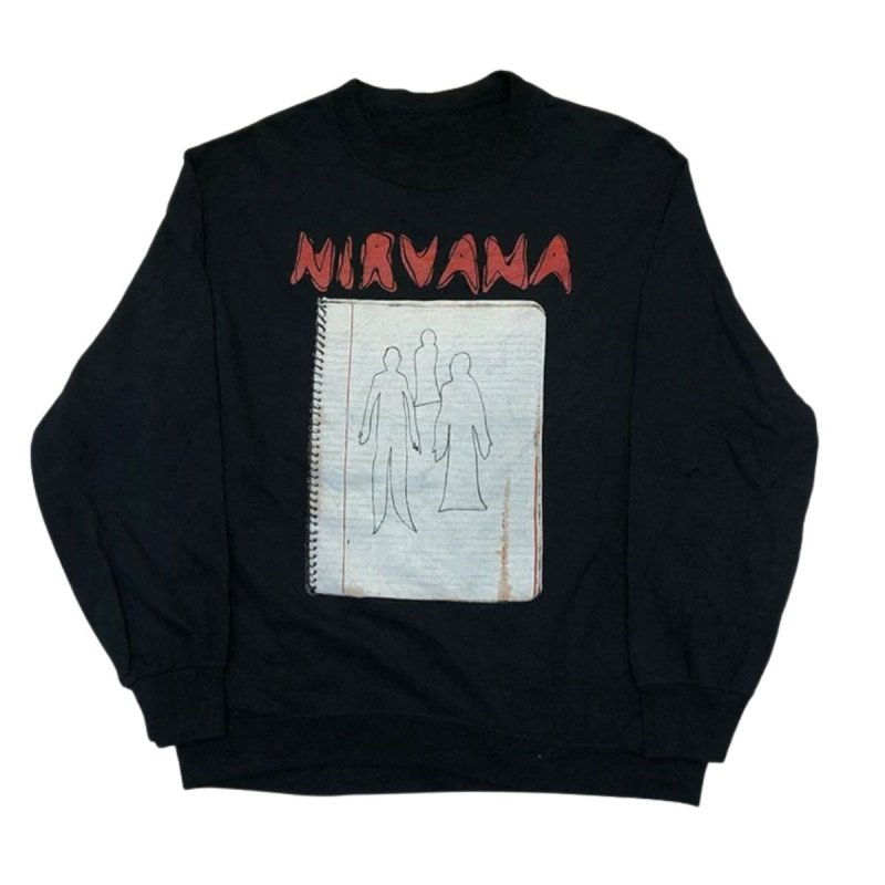 画像1: Unisex Nirvana Vintage-Style Notes Sweatshirt　男女兼用ユニセックスヴィンテージスタイルメモ書きプリントスウェットトレーナー (1)