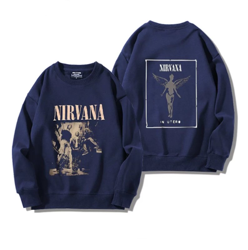 画像1: Unisex Nirvana Reversible Photo Print  Sweatshirt　男女兼用ユニセックスリバーシブルフォトプリントスウェットトレーナーB (1)