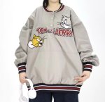 画像5: Oversized V-neck Tom and Jerry college-style pullover ユニセックス 男女兼用 トムとジェリー オーバーサイズVネック カレッジ風プルオーバー (5)
