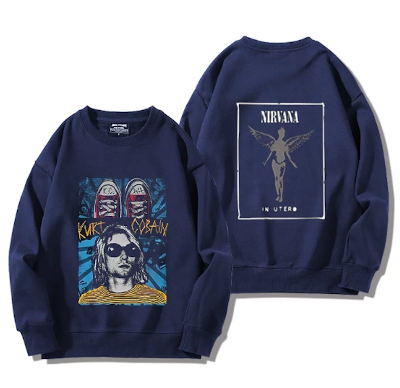 画像1: Unisex Nirvana Reversible Photo Print  Sweatshirt　男女兼用ユニセックスリバーシブルフォトプリントスウェットトレーナーG (1)