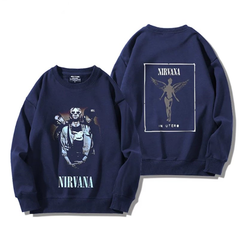 画像1: Unisex Nirvana Reversible Photo Print  Sweatshirt　男女兼用ユニセックスリバーシブルフォトプリントスウェットトレーナーA (1)
