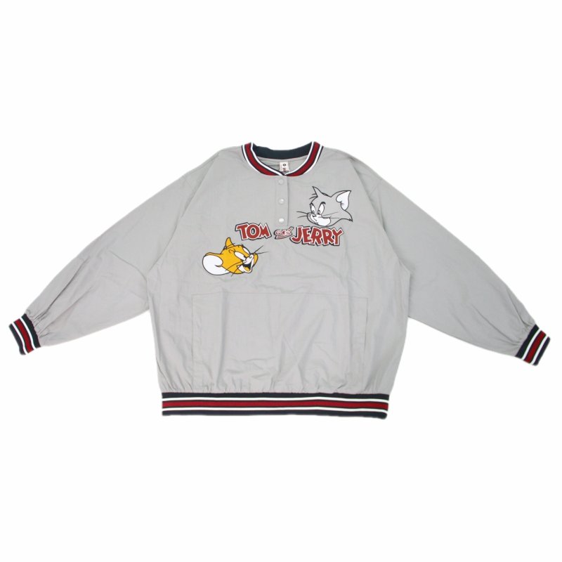 画像2: Oversized V-neck Tom and Jerry college-style pullover ユニセックス 男女兼用 トムとジェリー オーバーサイズVネック カレッジ風プルオーバー (2)