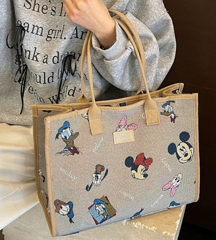 画像4: Canvas & Denim Five Pocket Tote Bag  ミッキーマウスキャラクタープリントトートショルダーバッグ (4)