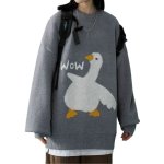 画像3: Oversized Duck braid round neck retro streetwear ユニセックス 男女兼用 オーバーサイズ ダック アヒル 編み込みラウンドネックセータープルオーバー (3)