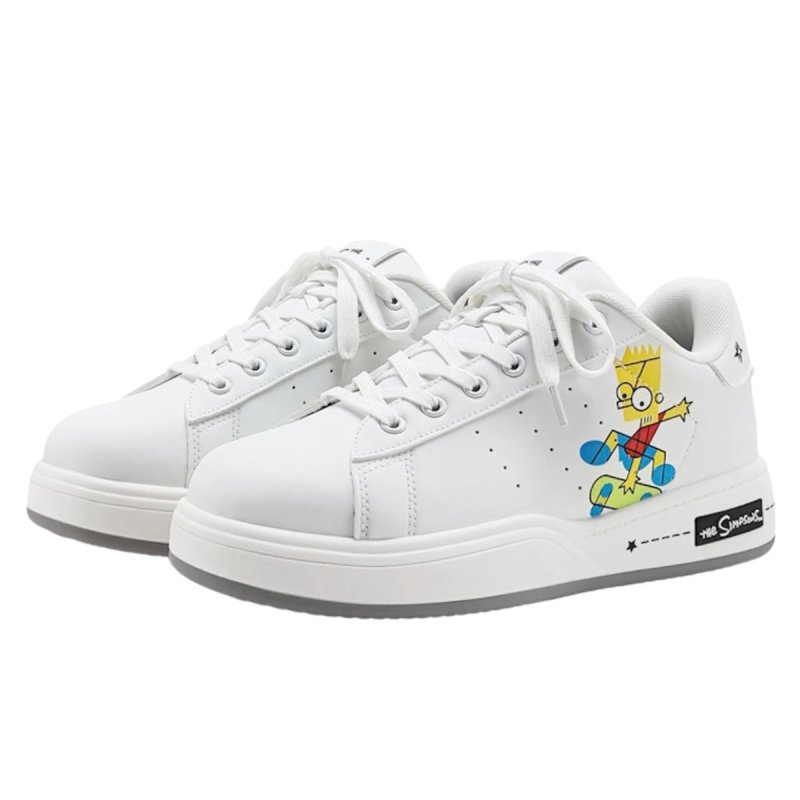 画像1: Unisex Bart Simpson Leather Lace-Up Sneakers　ユニセックス 男女兼用 バートシンプソレザーレースアップスニーカーシューズ (1)