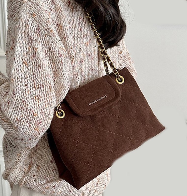画像5: Quilted Leather Chain-Handle Tote/Shoulder Bag キルティングチェーンハンドルトートショルダークロスボディーバッグ (5)