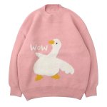画像2: Oversized Duck braid round neck retro streetwear ユニセックス 男女兼用 オーバーサイズ ダック アヒル 編み込みラウンドネックセータープルオーバー (2)