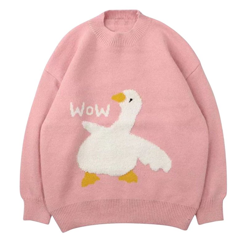 画像2: Oversized Duck braid round neck retro streetwear ユニセックス 男女兼用 オーバーサイズ ダック アヒル 編み込みラウンドネックセータープルオーバー (2)