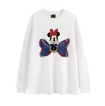 画像1: Women's Minnie Mouse Ribbon Print T-Shirt レディース リボンミニーマウスプリント Tシャツ (1)