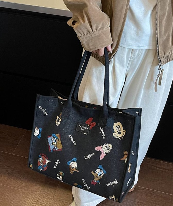 画像6: Canvas & Denim Five Pocket Tote Bag  ミッキーマウスキャラクタープリントトートショルダーバッグ (6)