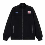 画像1: Pleated Embroidered Label Zip-Up Webbing Stand-Collar Jacket　ユニセックス 男女兼用 プリーツ刺繍ラベル ジップアップウェビングスタンドジャケット (1)