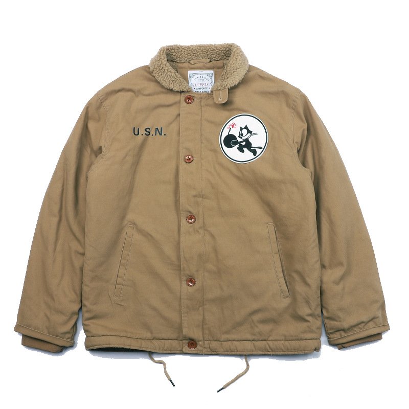 画像1: Felix the Cat Deck jacket Coat Jacket 男女兼用 ユニセックス フィリックス・ザ・キャット USネイビー ヴィンテージ風 古着風 デッキジャケット ボア コート ジャケット (1)