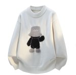 画像3: Stylish Bear round-neck sweater knit  ユニセックス 男女兼用 スタイリッシュベア熊編み込みクルーネックセーターニット (3)