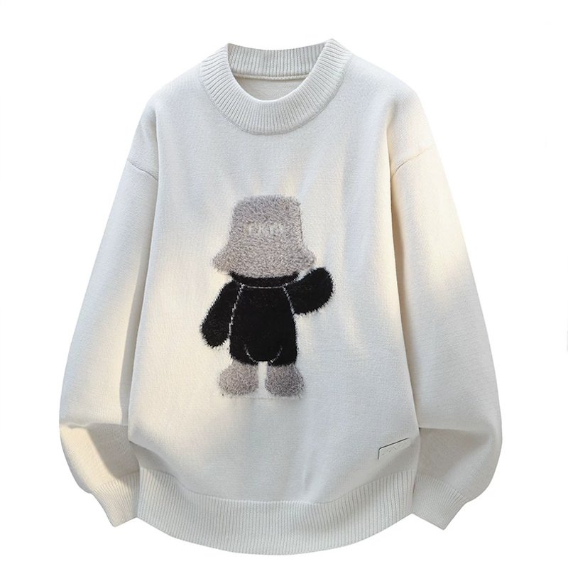 画像3: Stylish Bear round-neck sweater knit  ユニセックス 男女兼用 スタイリッシュベア熊編み込みクルーネックセーターニット (3)