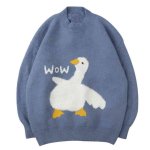 画像4: Oversized Duck braid round neck retro streetwear ユニセックス 男女兼用 オーバーサイズ ダック アヒル 編み込みラウンドネックセータープルオーバー (4)