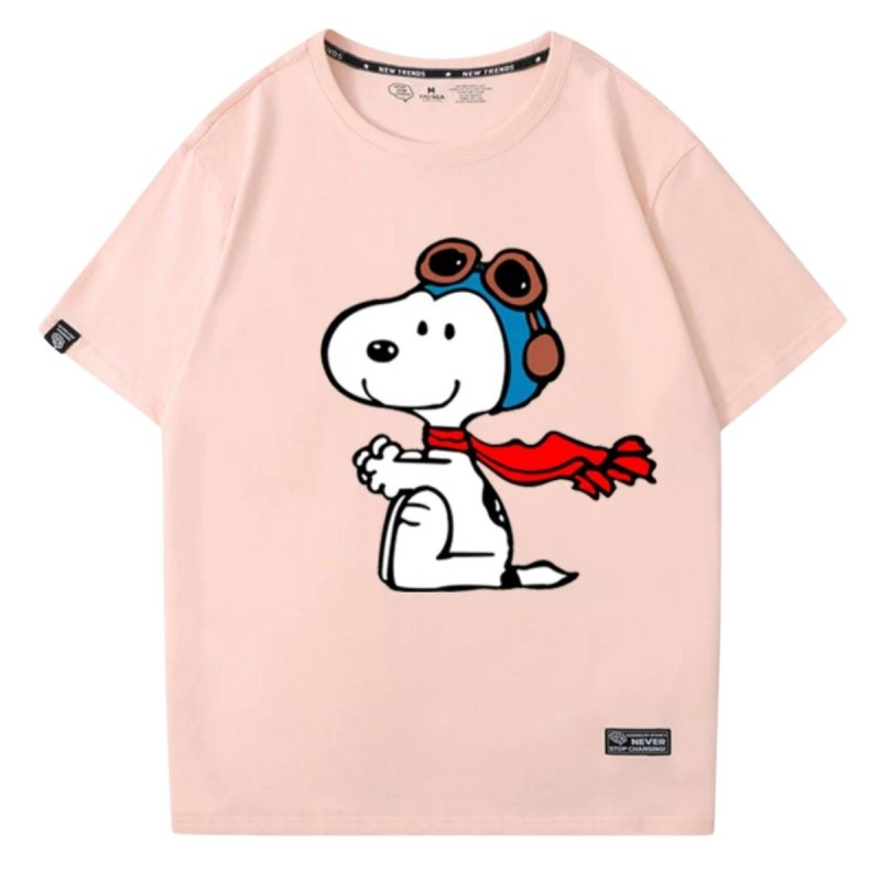 画像2: Unisex Peanuts Snoopy Flying Ace T-shirt short sleeve T-shirt  ユニセックス 男女兼用 ピーナッツ スヌーピー フライングエース プリント半袖Tシャツ (2)