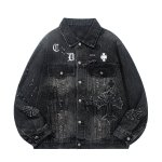 画像3: Cross graffiti paint washed denim jacket G Jacket  ユニセックス 男女兼用 十字架 クロス グラフィック 落書き ペイント ウォッシュド Gジャンジャケット (3)