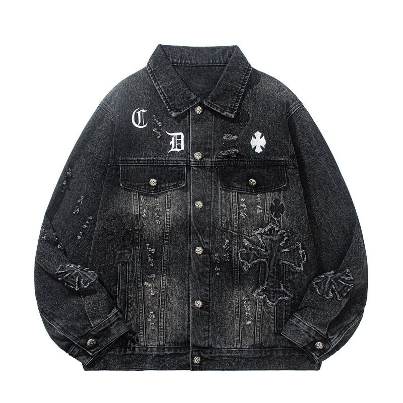 画像3: Cross graffiti paint washed denim jacket G Jacket  ユニセックス 男女兼用 十字架 クロス グラフィック 落書き ペイント ウォッシュド Gジャンジャケット (3)
