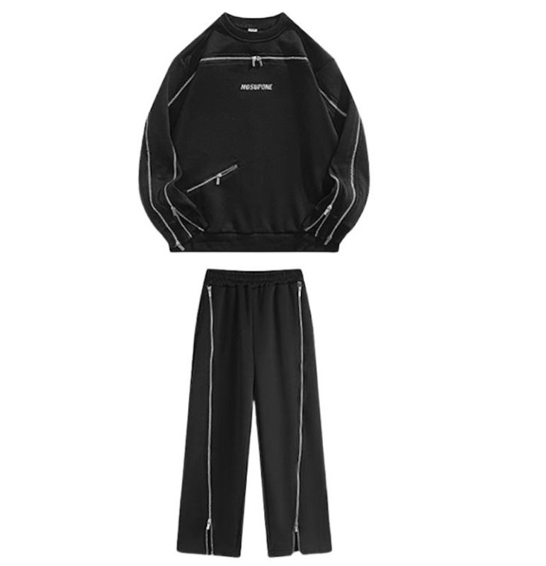 画像2: Zip-detail matching  Jacket & Pants Set Set up   ユニセックス 男女兼用ジップデザインジャケット&パンツセットアップ   (2)