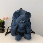 画像2: Denim & Leopard Mickey Mouse Plush Backpack Tote shoulder bag デニム & レオパード ヒョウ柄 ミッキーマウス  ぬいぐるみ バックパック リュックサック トートショルダーバッグ  (2)