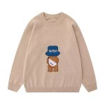 画像2: NASA Cap Bear Crew-Neck Sweater Knitwear ユニセックス 男女兼用 NASAナサキャップベア クルーネックセーターニット (2)