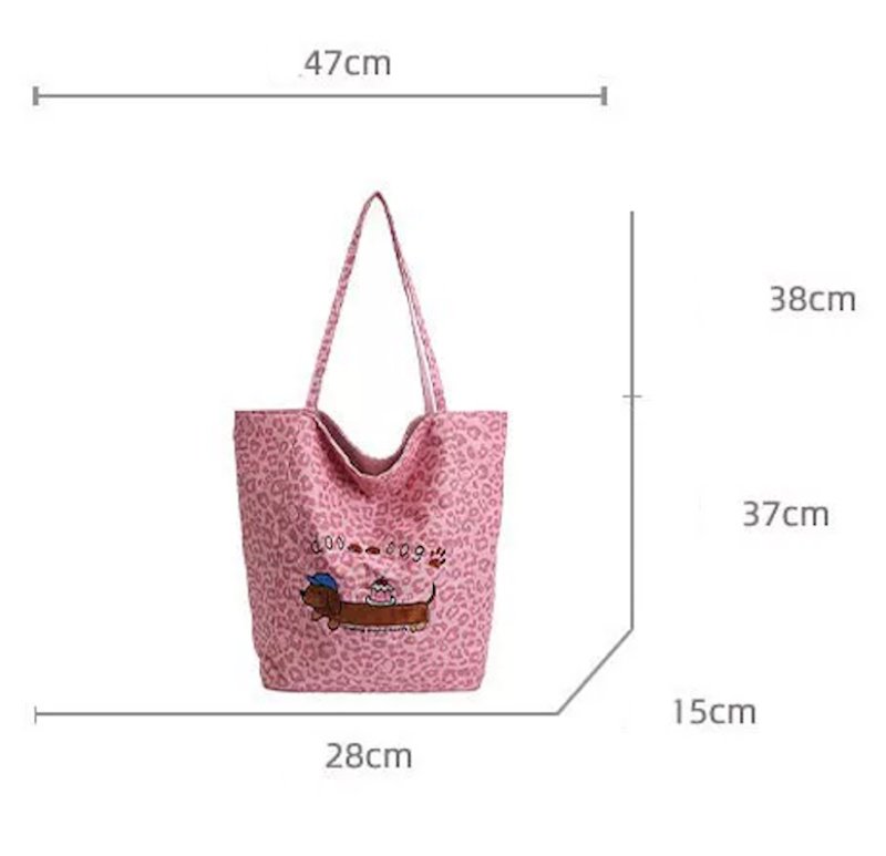 画像6: Leopard Print & Cartoon Tote/Shoulder Bag ヒョウ柄レオパード ×ドッグトートショルダーバッグ (6)