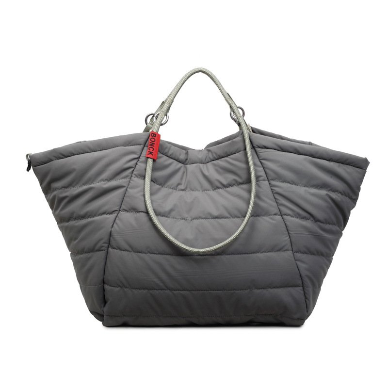 画像1: Large-Capacity Quilted  Rope HandlesTote Shoulder Bag キルティングラージキャパシティートートショルダーバッグ通勤通学ショッピング (1)