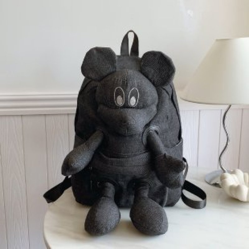 画像6: Denim & Leopard Mickey Mouse Plush Backpack Tote shoulder bag デニム & レオパード ヒョウ柄 ミッキーマウス  ぬいぐるみ バックパック リュックサック トートショルダーバッグ  (6)