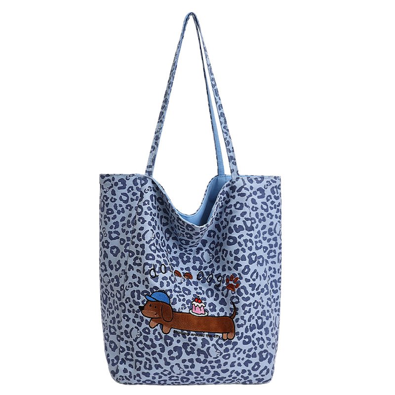 画像3: Leopard Print & Cartoon Tote/Shoulder Bag ヒョウ柄レオパード ×ドッグトートショルダーバッグ (3)
