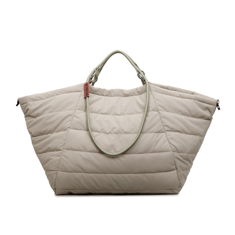 画像4: Large-Capacity Quilted  Rope HandlesTote Shoulder Bag キルティングラージキャパシティートートショルダーバッグ通勤通学ショッピング (4)