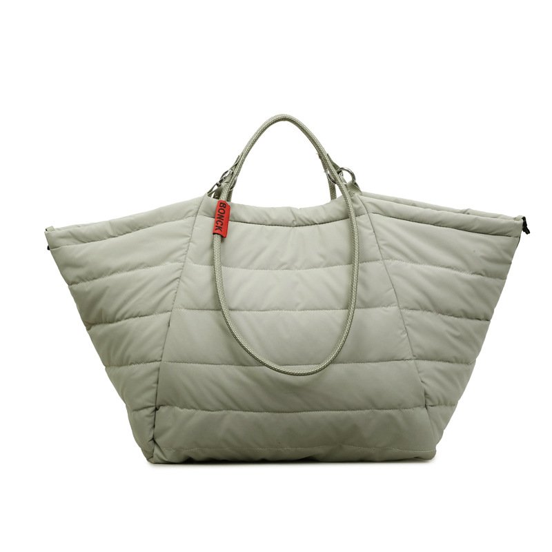 画像2: Large-Capacity Quilted  Rope HandlesTote Shoulder Bag キルティングラージキャパシティートートショルダーバッグ通勤通学ショッピング (2)