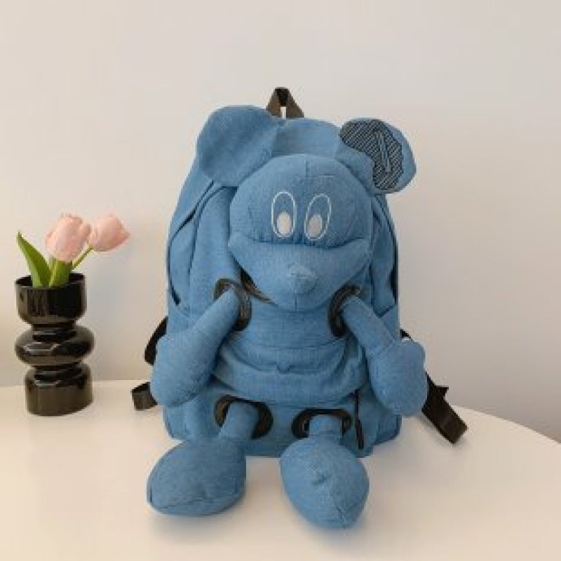 画像3: Denim & Leopard Mickey Mouse Plush Backpack Tote shoulder bag デニム & レオパード ヒョウ柄 ミッキーマウス  ぬいぐるみ バックパック リュックサック トートショルダーバッグ  (3)