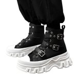 画像3: Men's High-top platform sneaker boots with straps ユニセックス 男女兼用 厚底ハイカットベルトマーティンブーツスニーカー (3)