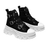 画像2: Men's High-top platform sneaker boots with straps ユニセックス 男女兼用 厚底ハイカットベルトマーティンブーツスニーカー (2)