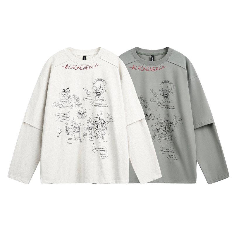 画像1: Unisex Old Mickey Mouse Vintage-Style Layered T-Shirt  ユニセックス 男女兼用オールドミッキーマウス ヴィンテージスタイル重ね着Tシャツ (1)
