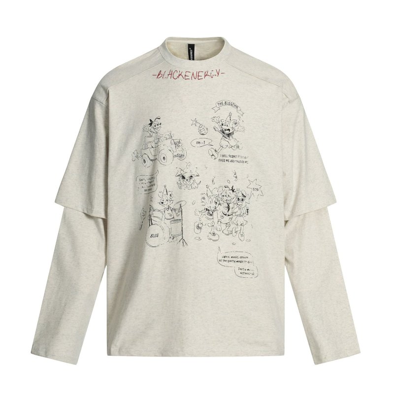 画像3: Unisex Old Mickey Mouse Vintage-Style Layered T-Shirt  ユニセックス 男女兼用オールドミッキーマウス ヴィンテージスタイル重ね着Tシャツ (3)