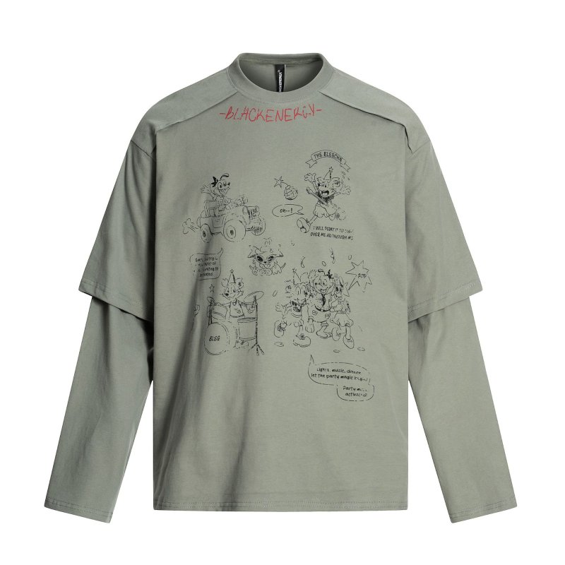 画像2: Unisex Old Mickey Mouse Vintage-Style Layered T-Shirt  ユニセックス 男女兼用オールドミッキーマウス ヴィンテージスタイル重ね着Tシャツ (2)