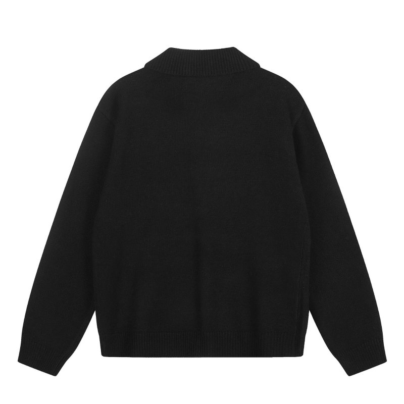 画像4: Knit Cardigan with Portrait Appliqué and Collar knit  ユニセックス 男女兼用 ポートレートアップリケ襟付きカーディガンニットセーター (4)