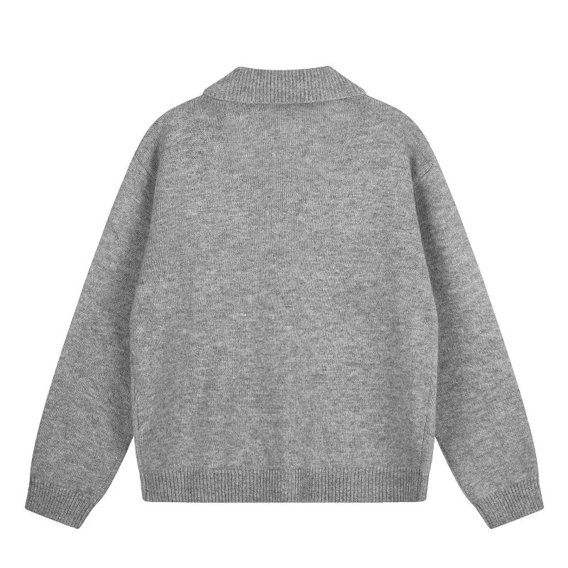 画像3: Knit Cardigan with Portrait Appliqué and Collar knit  ユニセックス 男女兼用 ポートレートアップリケ襟付きカーディガンニットセーター (3)